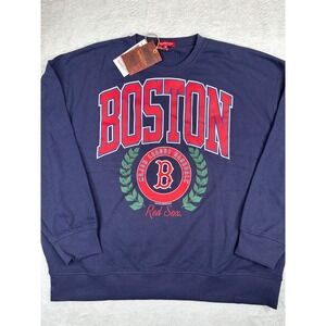 Mitchell & Ness Boston Red Sox Sweatshirt Navy Cooperstown Collection Womens 2X